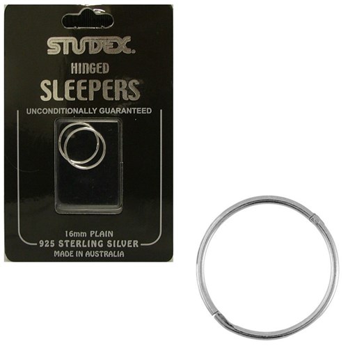 Large Plain Sleepers 16mm Sterling Silver (925)